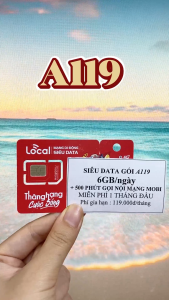(SIM GIÁ RẺ) SIM 4G 5G Mobifone Local A119 Miễn Phí Tháng Đầu Gọi Nội Mạng Miễn Phí 500 Phút/Tháng Lướt Data Tốc Độ Cao 6GB/Ngày | FREESHIP - CHƯA KÍCH HOẠT
