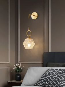Đèn Tường Thuỷ Tinh Hình Lục Giác Chiếu Sáng Phòng Ngủ Có 3 Chế Độ Sáng Hiện Đại