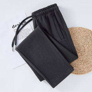 Pure Cotton High Waist Straight Leg Sport Pants Womens Light Grey Casual Trousers Spring Autumn New Style plus Size