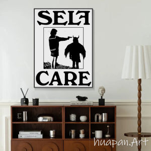 Modern Minimalist Black White Abstract Wall Art Decorative Painting Self Care Home Decorations Canvas Prints Frame Included