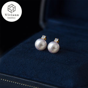 Viviann Original S925 Silver Pearl Earrings Womens Fashion Exquisite Zircon Rhinestone Earrings Cute Pearl Studs Hoop Earrings for Women Gold Color Eardrop Hoops Wedding Fashion Jewelry Gift