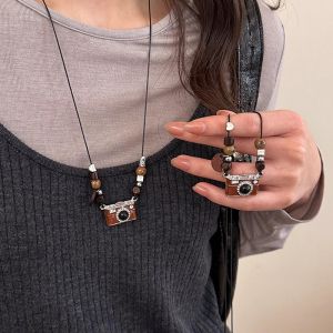 สร้อยคอจี้รูปกล้องสุดเท่นำเทรนด์ฮิปฮอปเด็กผู้หญิงแนวย้อนยุคเสื้อเชิ๊ตยาวสร้อยโซ่แฟชั่นสำหรับผู้หญิงเครื่องประดับของขวัญ