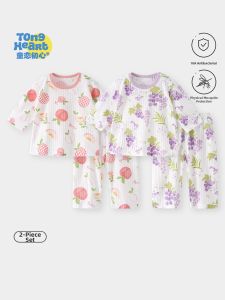TONGLIANCHUXIN | Cotton Thin Summer Sleepwear For Children Air Condition Suitable 3/4 Length Set