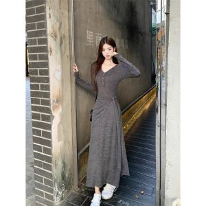Váy Dài Tay Dài Mùa Thu Phong Cách Ngọt Ngào Thanh Lịch Giản Dị Váy Dài Dệt Kim Váy Dài Ôm Sát Váy Dài Cho Nữ