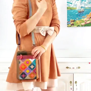Fashionable Ladies Crossbody Bag Colorful Genuine Leather handbag women Patchwork Phone sling bag woman  Shoulder Casual Womens Bag