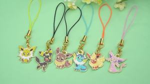 Bandai | 6 Chiếc Pokemon Eevee Anime Điện Thoại Quyến Rũ Hoạt Hình Dễ Thương Cáo Quốc Quái Vật Móc Khóa Dây Túi Dây Đeo Trang Trí Quà Tặng Cho Người Hâm Mộ