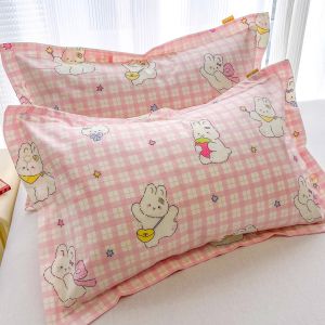 Cartoon Pure Cotton Pillowcase Wide Edge Single Pillowcase Home Use Square Shape Four Seasons Universal Breathable Pillowcase