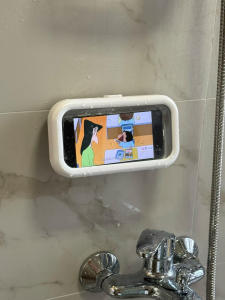Bathroom Waterproof Phone Holder Wall-Mounted Lazy Shower Phone Stand Toilet Storage Box Organizer No-Punching Needed