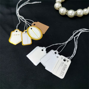 100pcs/lot Jewelry Price Tags Handwritten Labels with String Gold/Silver Color Paper for Accessories And Wares