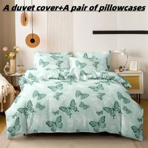 Kuup printed butterfly Duvet Cover Colored Bedding Set QUEEN Size Quilt Cover High Quality Skin Friendly Fabric Bedding Cover