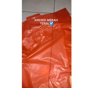 KANTONG PLASTIK KRESEK MERAH TIPIS BERKUALITAS MURAH MERIAH ISI 14