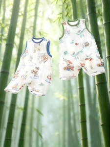 Usbettas | Áo liền quần trẻ em không tay vải cotton tre nhẹ mùa hè