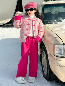 Girls Winter Puffer Jacket Coat New Year Visiting Clothes Fleece Lined Outfit Korean Style Zipper Closure Long Sleeve Thermal