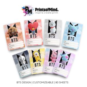 Personalized Notebooks for Kids | BTS Design | 50-80 Leaves 5pcs per pack | Writing | Composition