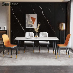 Musisen Rock Board Dining Table Set For 4/6 Meja Makan 4 Kerusi Murah Nordic Modern Dinner Table Living Room 4 Seater Dining Table And Chair 岩板餐桌椅套装 Rustic Wood Tables Music Table - Lazada
