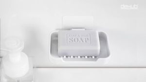 DeHUB ที่วางสบู่ ที่ใส่สบู่ ติดผนัง ไม่ต้องเจาะ แผ่นกาวสูญญากาศ ดีไซน์เรียบหรู ติดแน่นไม่หลุด