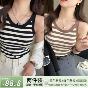 Striped Strapless Mini Vest Womens Base Layer Top Summer New Style plus Size Sleeveless Inner Wear Outerwear