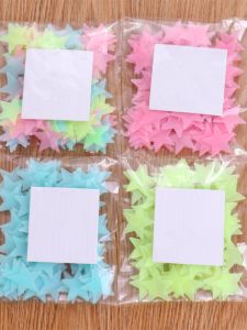 3D Luminous Stars Snowflake Wall Stickers Childrens Room Bedroom Decoration Luminous Stickers Home Ceiling Fluorescent Patch