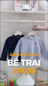 Áo thun cổ lọ dài tay bé trai 27Kids áo thu đông cao cổ nam cho trẻ từ 2-10 tuổi BLTN1