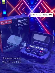 Headset Bluetooth Layar Cermin dengan Power Bank dengan Senter Suara Stereo Bass Isolasi Kebisingan Earphone Bluetooth Olahraga Nirkabel Chip Kelas Atas Konsumsi Daya Rendah Daya Tahan Baterai Lama Panggilan HD Headphone TWS Tampilan Digital LED Keren