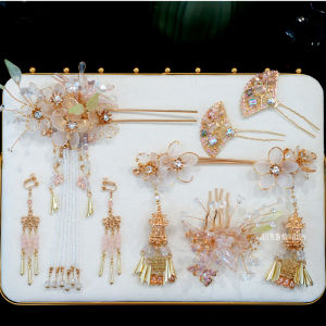 New Chinese Style Bridal Headwear Light Crystal Flower Hair Accessories for Cheongsam Qipao Dragon And Phoenix Gown Small Hanfu Clothing