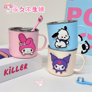 Sanrio 304 Stainless Steel Cup Food Grade Kindergarten Baby Anti-Fall Toothbrush Cup Cartoon Spill-Proof Water Bottle for Kids