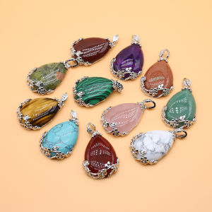 Natural Stone Pendants Reiki Healing Polished Amethyst Pink Crystal for Trendy Jewelry Making Diy Women Necklace Earrings