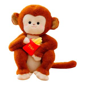QIAOSHANG | Cute Girl Style Monkey Hugging French Fries Plush Toy