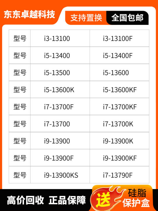 CPU Intel Core I5 13500 13400F 13600K I7 13700 13700KF 13790F 13900K KS โปรเซสเซอร์คอมพิวเตอร์สำหรับผู้เชี่ยวชาญ