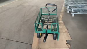 Garden Wagon Trolley Household Courtyard Camping Lawn 4 Wheel Barrow Outdoor Steel Folding Cart