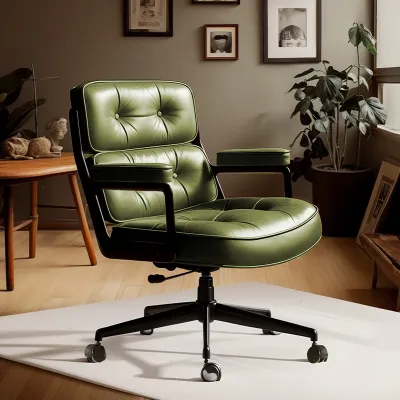 IDESK | Comfortable Long-sitting Vintage Genuine Leather Office Chair