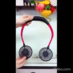 Portable Wearable Sports Mini Fan Neck Hanging Outdoor Adjustable Sport Strong Wind USB Battery Rechargeable Silicone ZY-A1