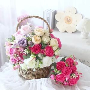 Simulated peony flowers weddings Valentines Day bride holding flowers spring home DIY vases outdoor garden decorations