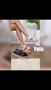 YOTO (Add+1)Fashionable Neutral Color Platform Sandals with Adjustable Ankle Strap Casual Wedge Rubber Sandals for Women