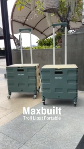 Maxbuilt Troli Lipat Portable 4 Roda 25 Kg - Hijau Alat Pengangkut Barang Dengan Roda Wheels Cart Troli Kardus Box