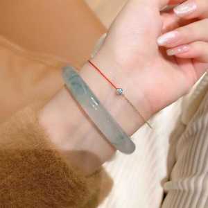 Star-like 18K Golden Moon Old Little Red Rope Bracelet Female Titanium Steel round Diamond Lucky Life Couple Bracelets Does Not Fade