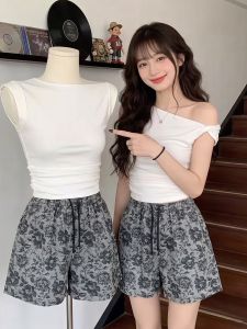 AIYITI | Vintage Flower Loose and Slim High-Waist Trousers Plus Size