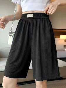 Black High Waist Wide Leg Pants Womens Summer Thin Short Pants Drapey Loose plus Size Casual Skirt Pants Elegant Simple Style