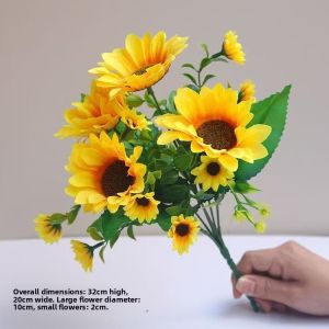 MONLEYTA | Artificial Sunflower Bouquet Of 13 Decorative Wedding Flowers Silk Flower Arrangement Photography Props Manlieta Brand