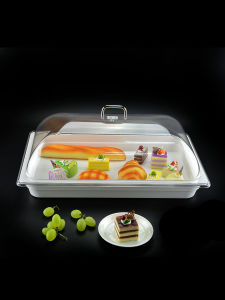 High End White Melamine Fruit Sample Display Tray Bread Cake Serving Plate with Lid Cold Dish Plate Rectangular Size Large