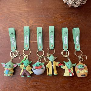 Star War Keychain Anime Master Yoda Cute Baby Yoda Silicone Figure Bag Pendent Key Chain Accessories Jewelry Toys Xmas Gift