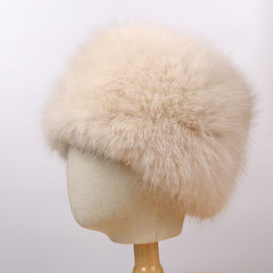 Northeast Style Womens Winter Ski Cap Faux Fur Bucket Hat Thick Warm Elegant Fashionable Face Slimming No-Ear Design