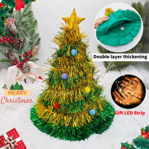 หมวกต้นคริสต์มาสไฟ LED คอสเพลย์ชุดงานปาร์ตี้คริสต์มาสอุปกรณ์แต่งตัวสำหรับผู้ใหญ่เด็กหมวกต้นคริสต์มาสของขวัญ