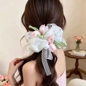 Women Large Tulip Lace Hair Scrunchies / Non Slip Soft Elastic Hair Bands / for Party Daily Wear