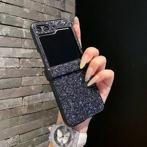 หรูหราเงาเพชร rhinestone Glitter สําหรับ Samsung Galaxy Z Flip 3 4 5 6 7 Flip6 Flip5 ป้องกัน Flip4 3 ชิ้นปกหลัง