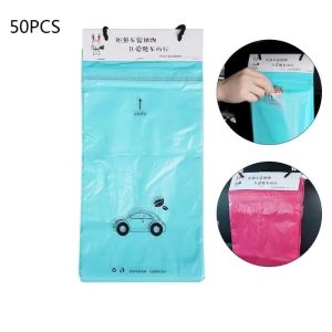 Aitemay 50/100/150 CÁi Túi rác xe hơi tự dính Thùng rác dùng một lần chống rò rỉ rác tự động Túi lưu trữ nhựa PE chống thấm nước cho xe văn phòng nhà bếp nhà bếp màu hồng xanh dương 35x19cm