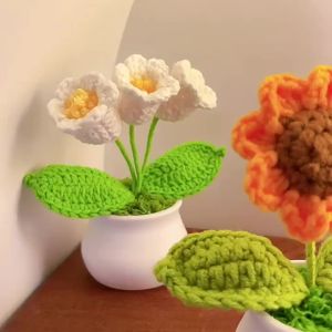 Vòng Tay Móc Len Thủ Công Hoa Hướng Dương Trang Trí Nội Thất Ô Tô Đan Hoa Trong Chậu Thủ Công Sáng Tạo Quà Tặng Sinh Nhật Cho Phụ Nữ Trẻ Em Trang Trí Nhà Cửa