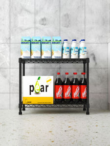 Black Multi-layer Metal Stand Shelf Kitchen Bedroom Dual-layer Floor-standing Storage Rack Dormitory Living Room Organizer