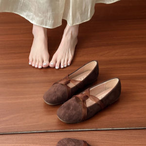 French Style Mary Jane Shoes Cross Ribbons Flat Soft Soles