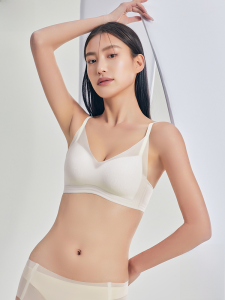 Miiow | Wireless Bra Womens Small Chest Gathered Look Big Anti-Sagging Underwear Summer New Style MiiOW Cat Person Fixed Strap V-Neck